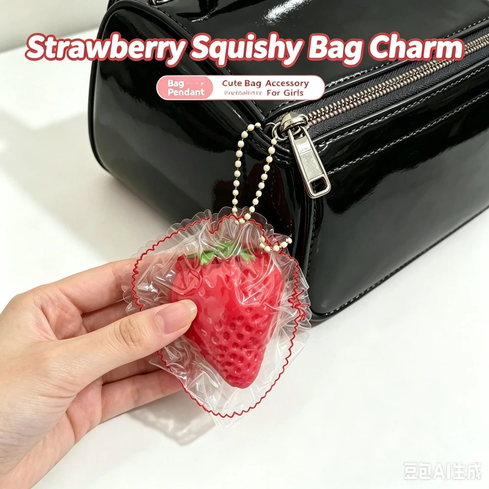 Berry Bestie Squishy Charm – Strawberry Squeeze Keychain