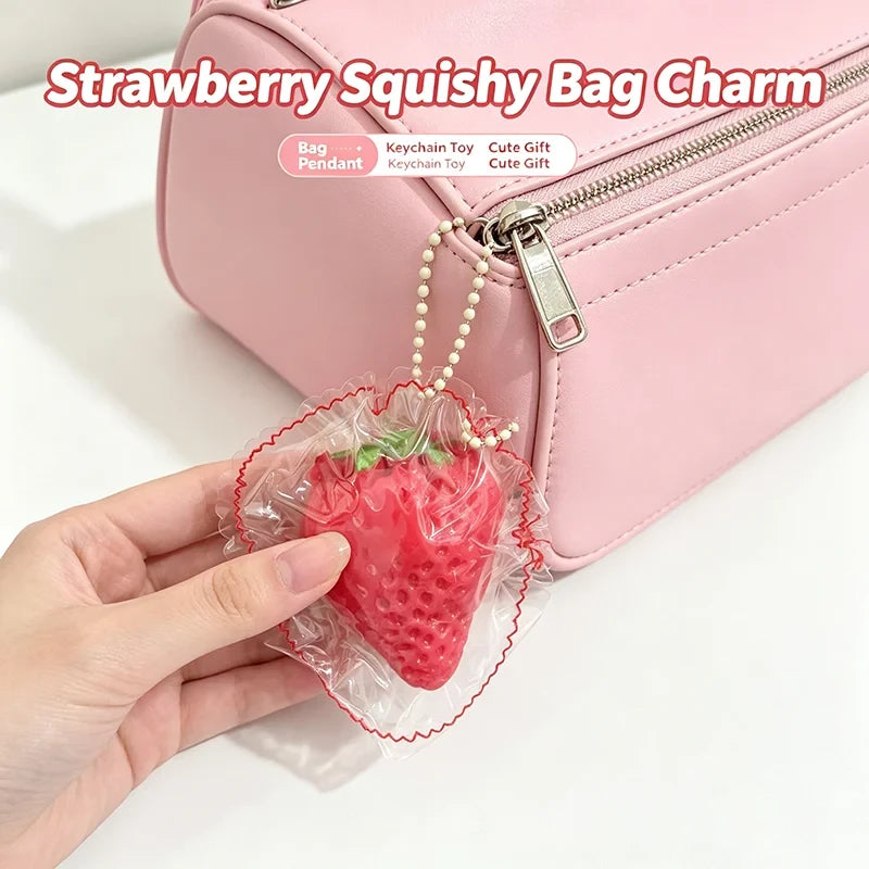 Berry Bestie Squishy Charm – Strawberry Squeeze Keychain