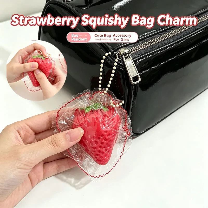 Berry Bestie Squishy Charm – Strawberry Squeeze Keychain