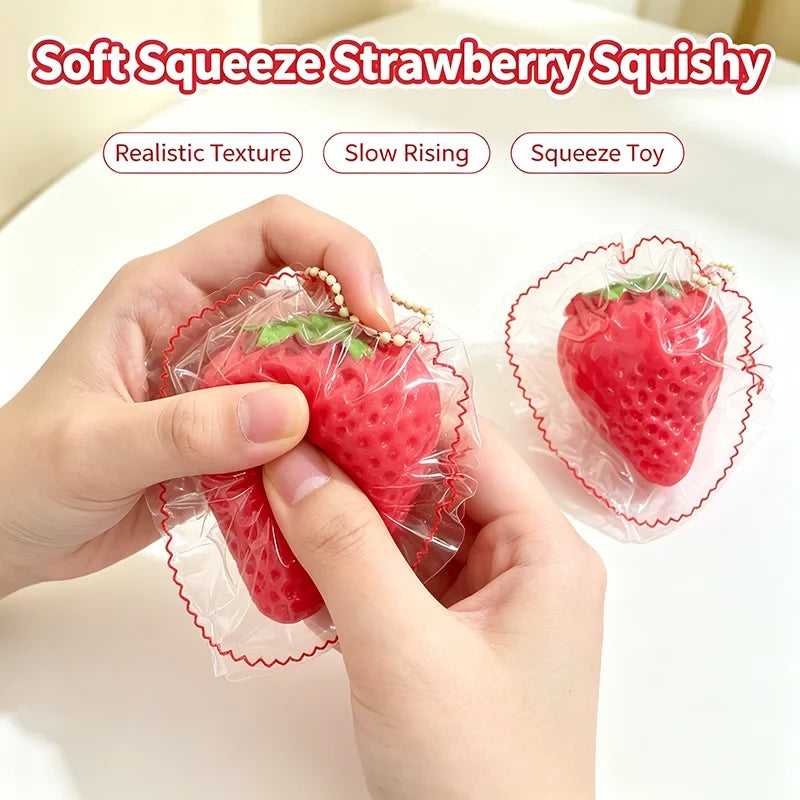 Berry Bestie Squishy Charm – Strawberry Squeeze Keychain